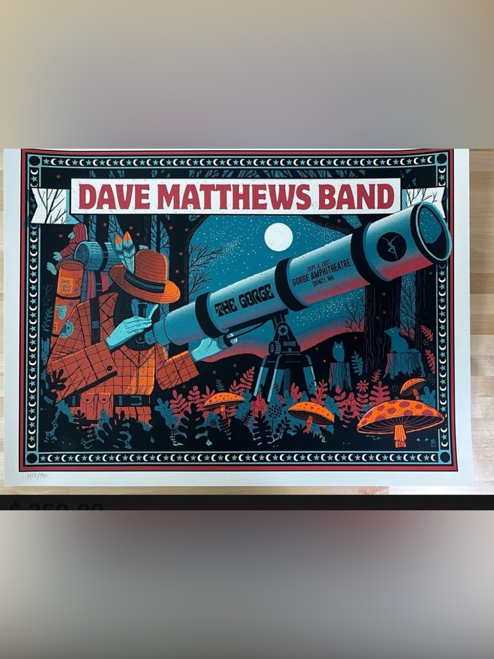 2021 Dave Matthews Band-Gorge Amphitheater 9/3 Night 1 Poster by Methane